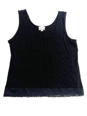 LACE BOTTOM Lingerie Black Tank Camisole XL Coquette Basic Soft Girl Whimsigoth
